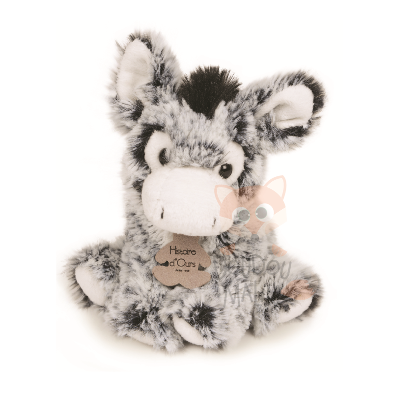  zanimoos peluche âne noir blanc 15 cm 